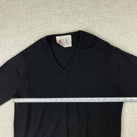 VTG Black Wool V-neck Pullover Sweater Jack Fraser Men 38  97cm Made in England - Picture 9 of 16